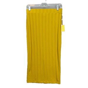Forever‎ 21 Women's Pencil Skirt Size M Ribbed Midi Stretch Knitted Citron NWT